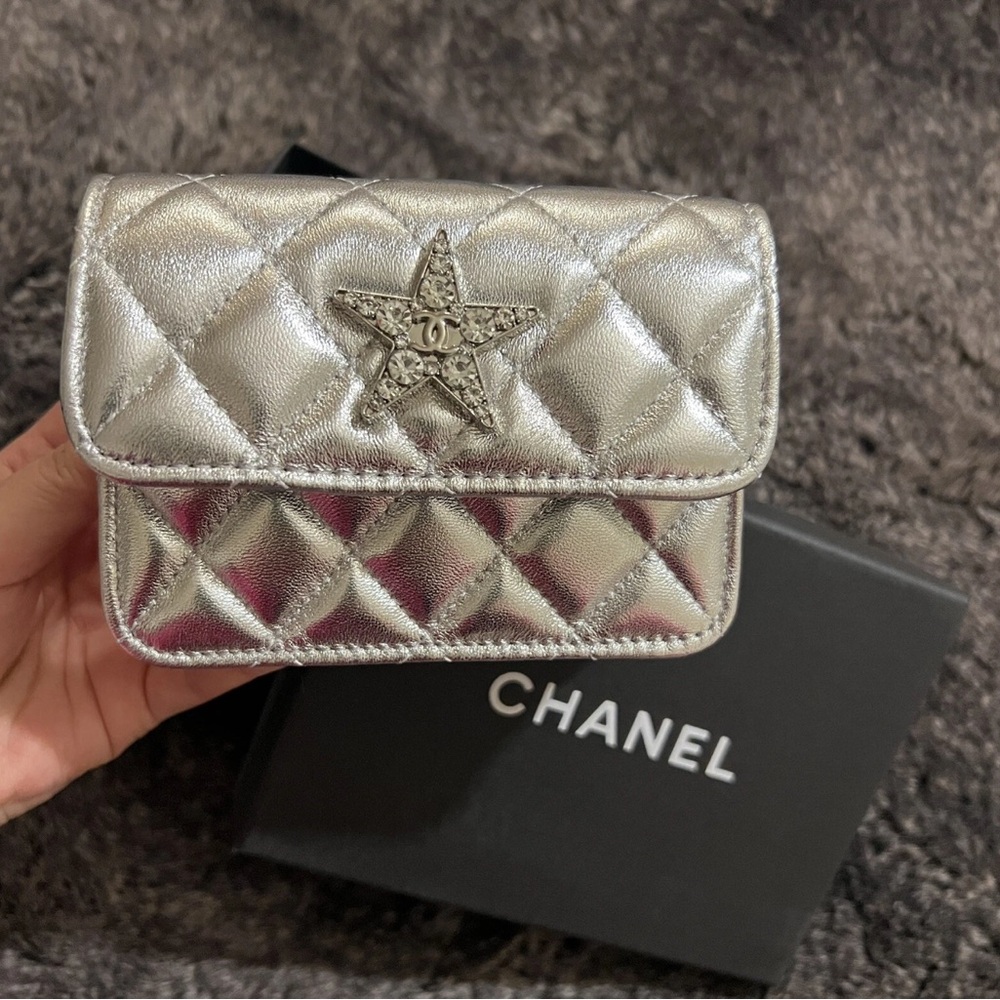 Mini Cosmetic Makeup Bag Pouch Clutch star Logo gift bag silver card bag